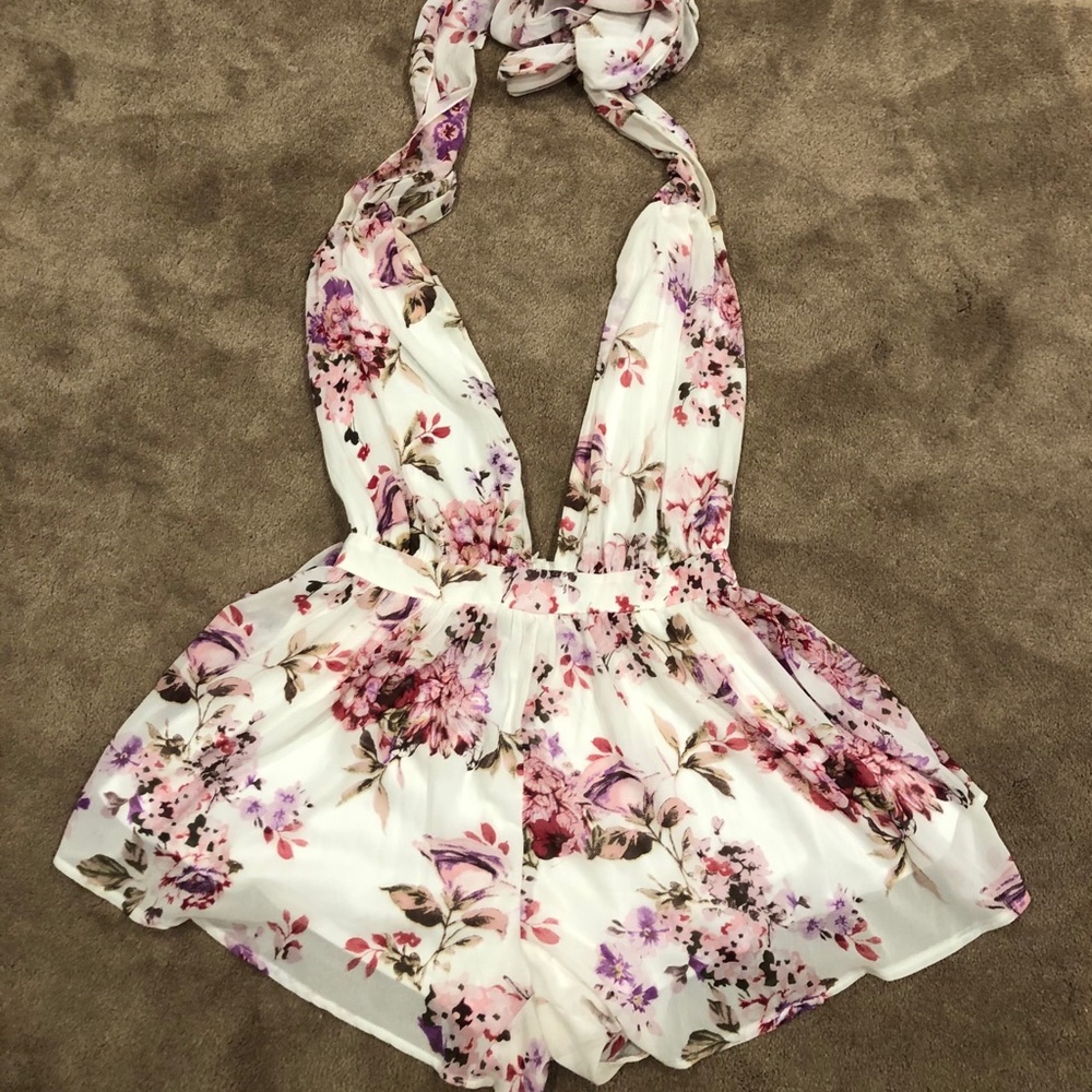 SOLD! White Floral Wrap Romper